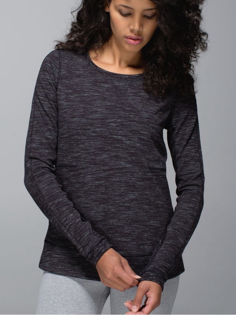 391. Lululemon Exhalation Pullover II Heathered Marled Black